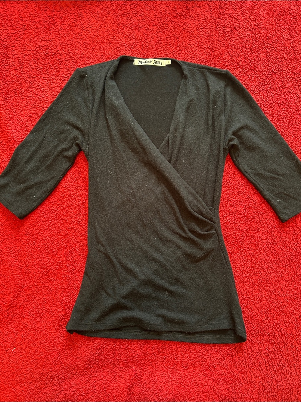 Michael Stars Black Wrap Surplice Top